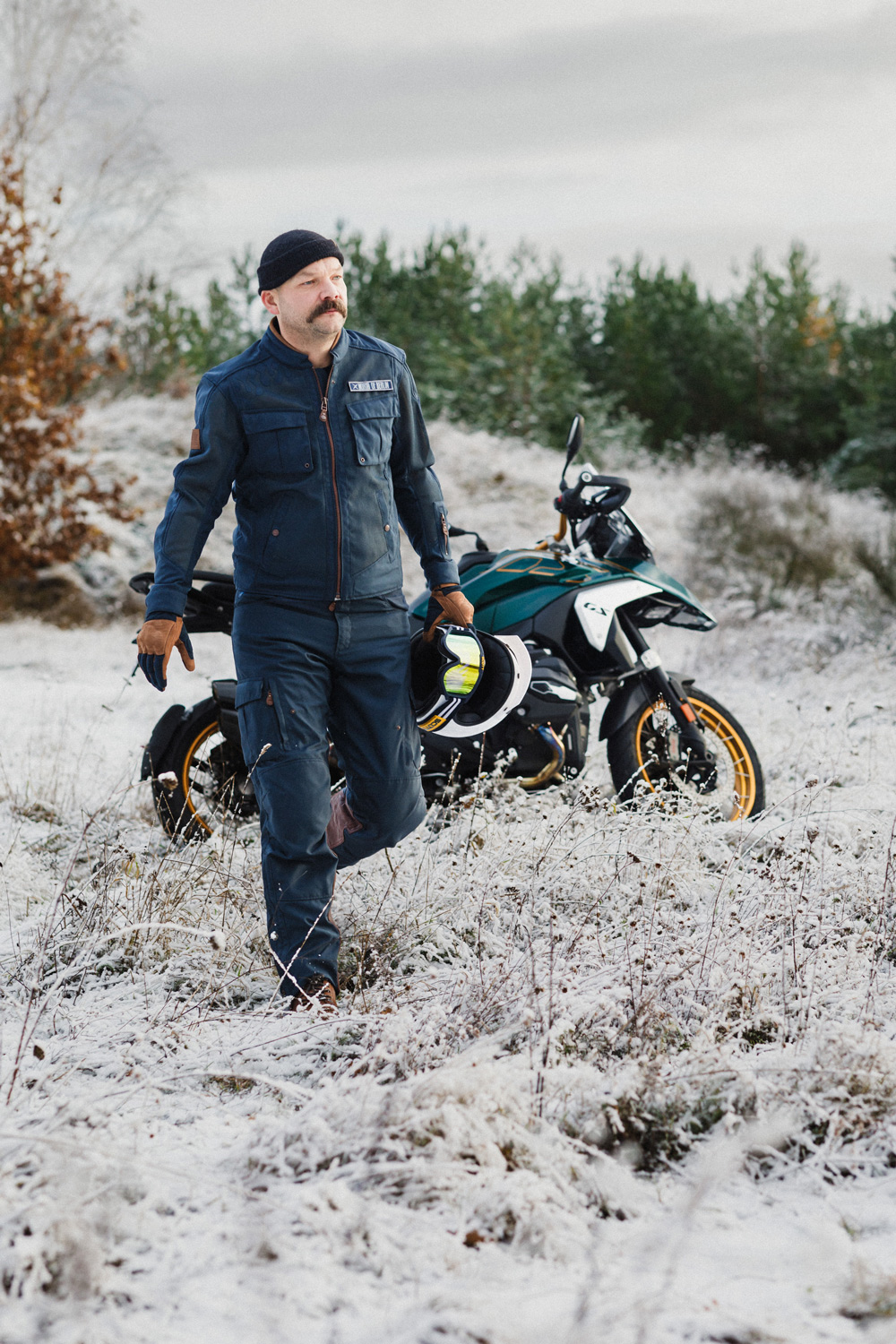 a Motorcycle Rider wearing North of Berlin, Desert Rider jacket